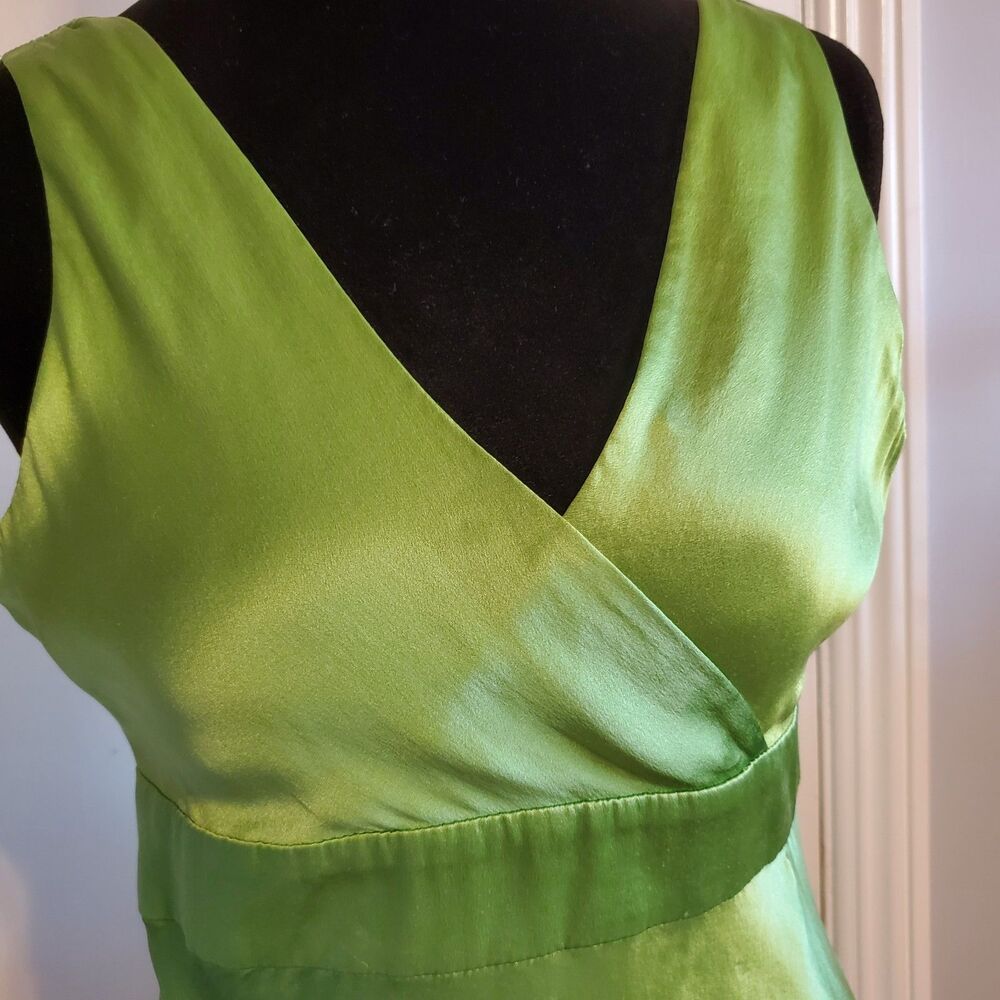 INC Y2k Silk Satin Green Babydoll Top Size 4 Going Out Forest Fairy Feminine - Picture 9 of 9